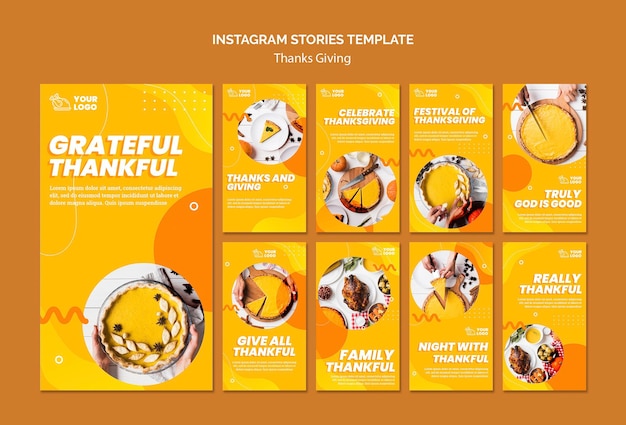 Plantilla de historias de instagram de concepto de acción de gracias