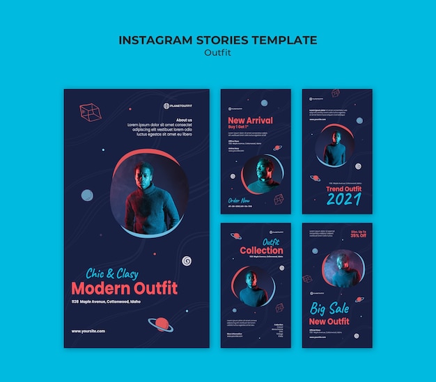 PSD plantilla de historias de instagram de concepto de atuendo