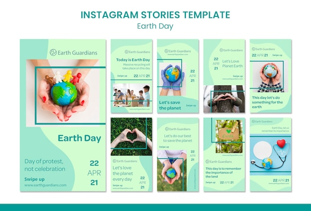 PSD plantilla de historias de instagram del concepto del día de la tierra
