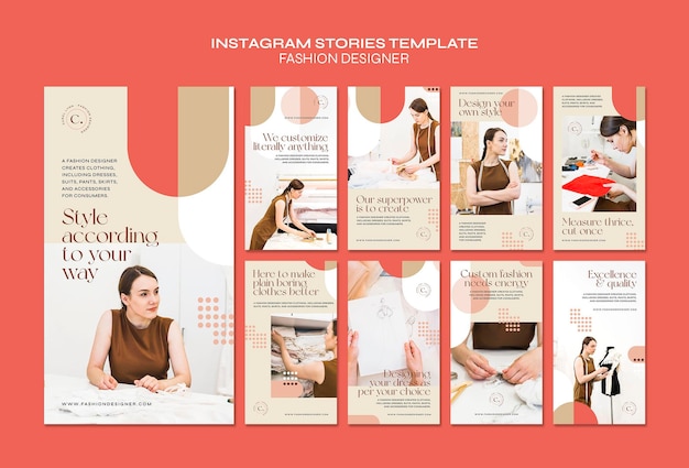 Plantilla de historias de instagram de concepto de diseñador de moda