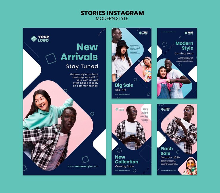 PSD plantilla de historias de instagram de concepto de estilo moderno