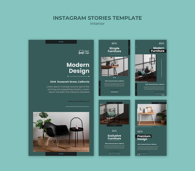 Plantilla de historias de instagram de concepto de muebles