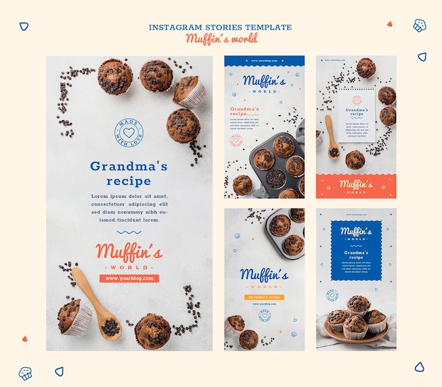Plantilla de historias de instagram de concepto de muffins