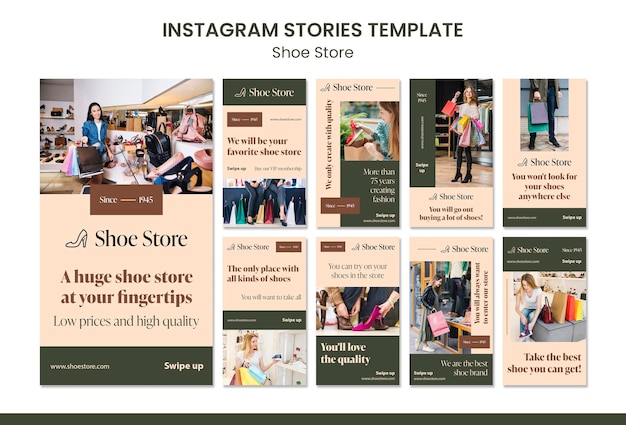 PSD plantilla de historias de instagram de concepto de tienda de zapatos