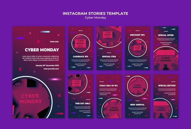 PSD plantilla de historias de instagram de cyber monday