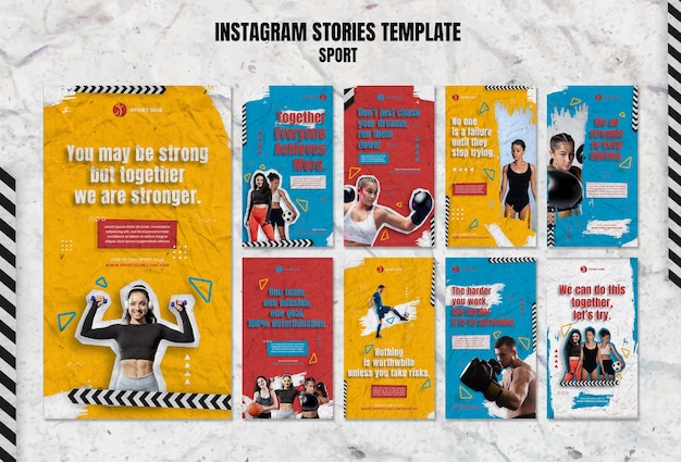 PSD plantilla de historias de instagram deportivas