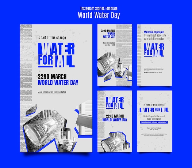 PSD plantilla de historias de instagram del día mundial del agua