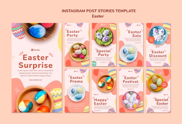 PSD plantilla de historias de instagram del día de pascua en colores pastel