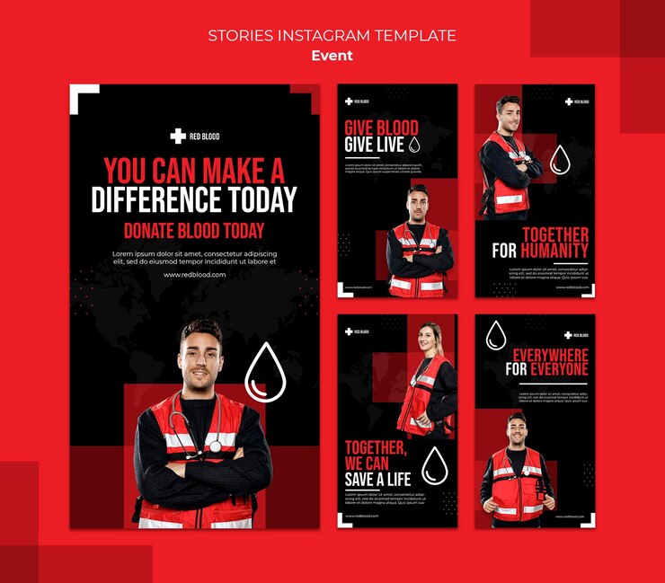 PSD plantilla de historias de instagram de donar sangre