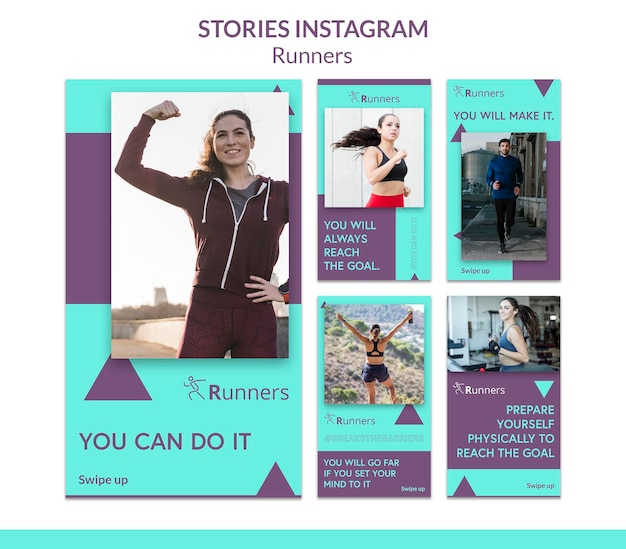 PSD plantilla de historias de instagram de entrenamiento para correr