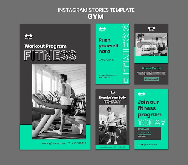 Plantilla de historias de instagram de entrenamiento de gimnasio