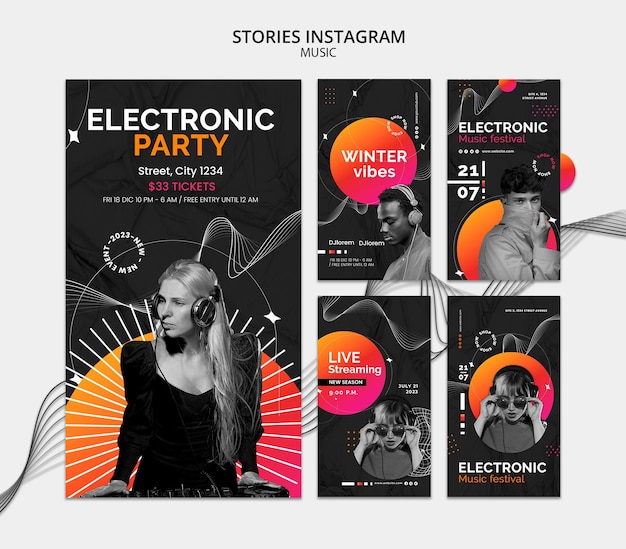 PSD plantilla de historias de instagram de eventos musicales