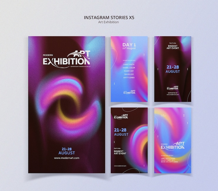 PSD plantilla de historias de instagram de exposición de arte