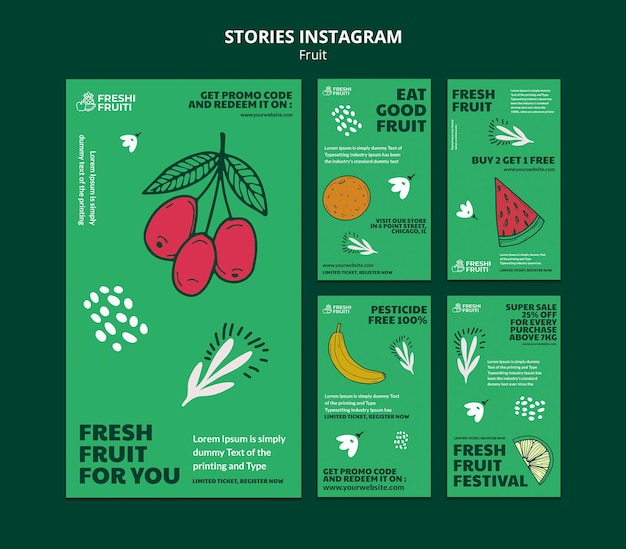 Plantilla de historias de instagram de festival de frutas