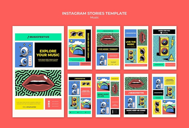 Plantilla de historias de instagram de festival de música