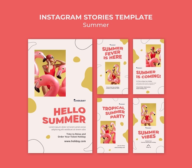 PSD plantilla de historias de instagram de fiebre de verano