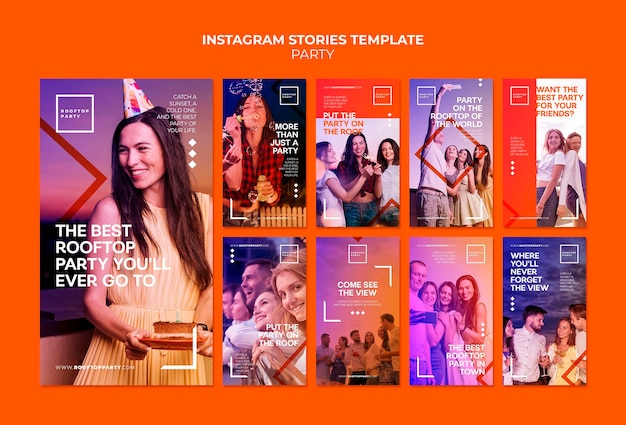 PSD plantilla de historias de instagram de fiesta en la azotea