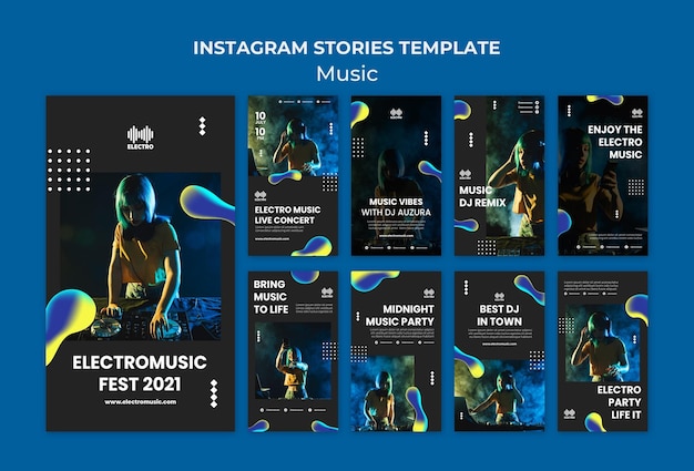 PSD plantilla de historias de instagram de fiesta de música