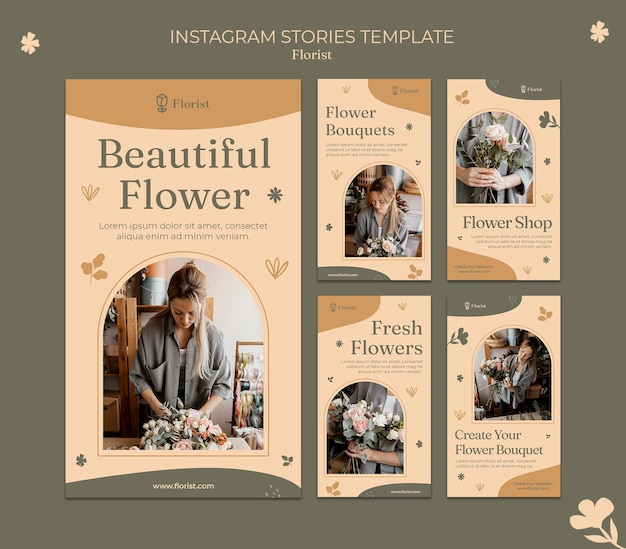 PSD plantilla de historias de instagram de floristería