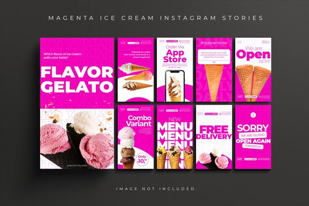 PSD la plantilla de historias de instagram de helado magenta de psd