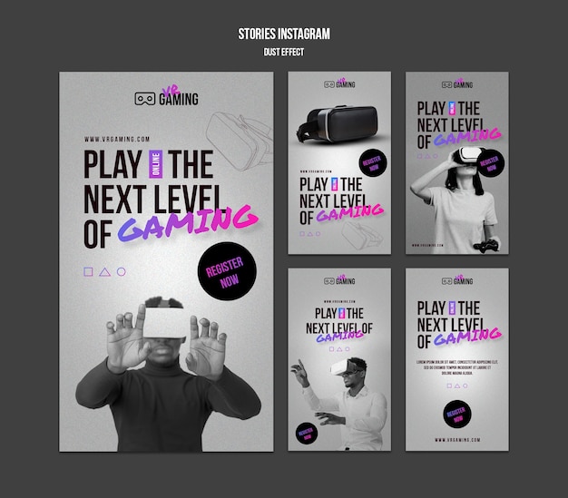 Plantilla de historias de instagram de juegos de realidad virtual