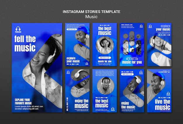 Plantilla de historias de instagram de música