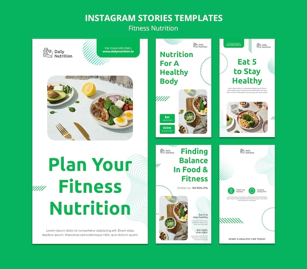 PSD plantilla de historias de instagram de nutrición fitness