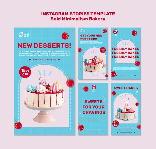 Plantilla de historias de instagram de panadería