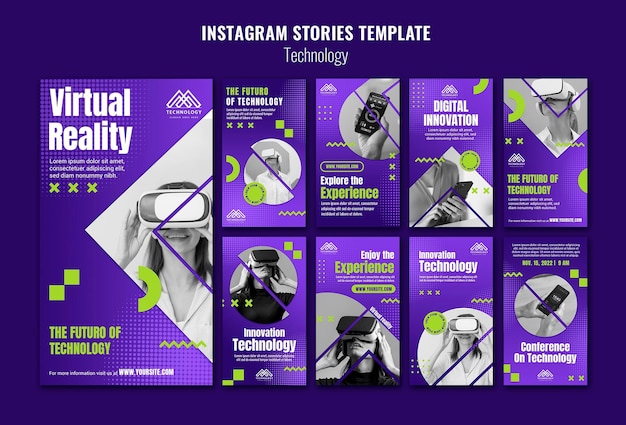 PSD plantilla de historias de instagram de realidad virtual