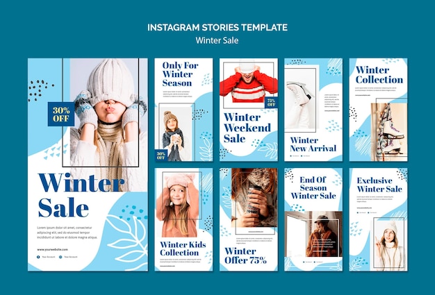 Plantilla de historias de instagram de rebajas de invierno