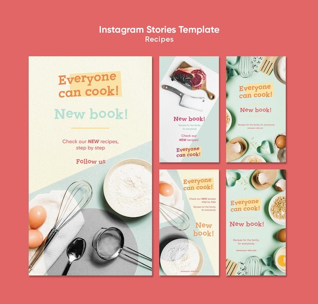 Plantilla de historias de instagram de recetas de cocina