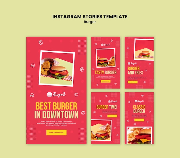 PSD plantilla de historias de instagram de restaurante de hamburguesas