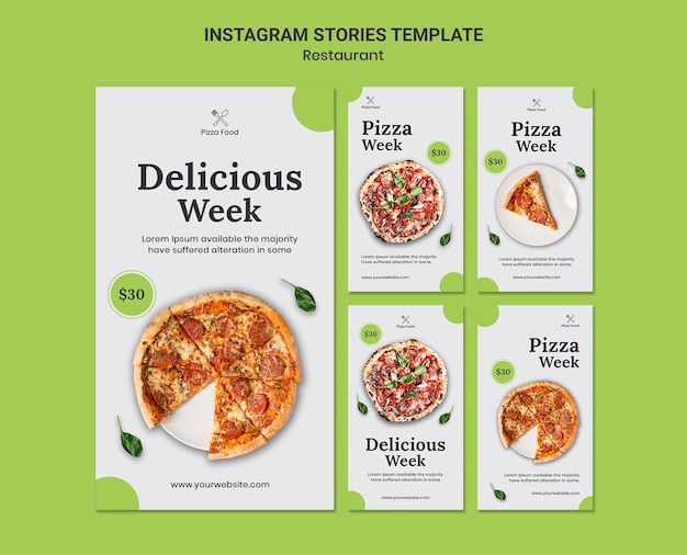 PSD plantilla de historias de instagram de restaurante de pizza