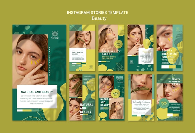 PSD plantilla de historias de instagram de salón de belleza