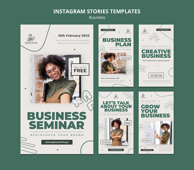 PSD plantilla de historias de instagram de seminario de negocios