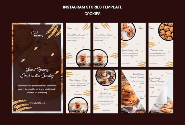 PSD plantilla de historias de instagram de tienda de cookies