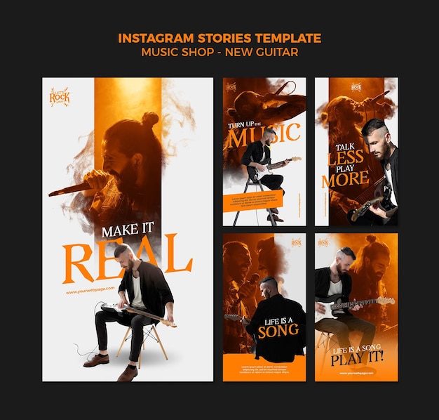 Plantilla de historias de instagram de tienda de música