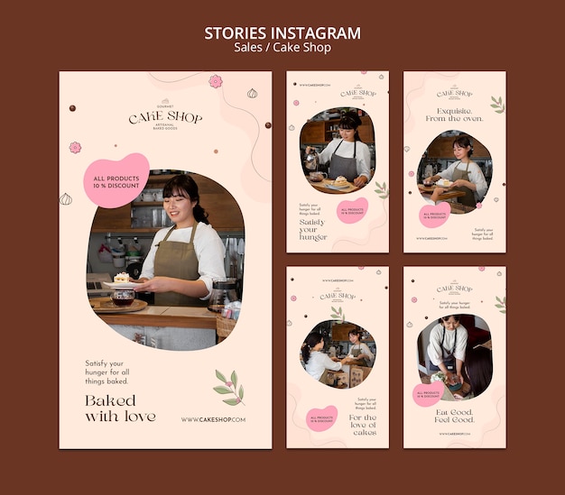 Plantilla de historias de instagram de venta de diseño plano