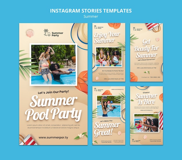 PSD plantilla de historias de instagram de verano degradado