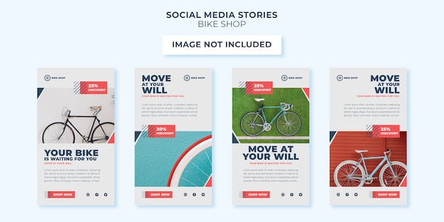 Plantilla de historias de redes sociales de concepto de tienda de bicicletas