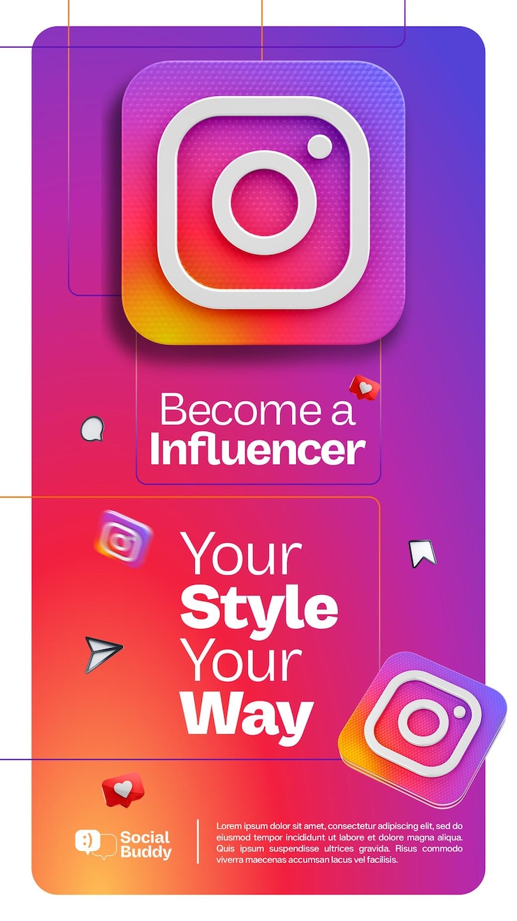 PSD plantilla las historias de las redes sociales se convierten en un factor de influencia