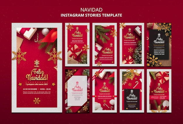 PSD plantilla de historias de redes sociales de feliz navidad