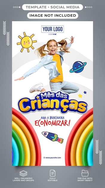 Plantilla de historias de redes sociales del mes del niño