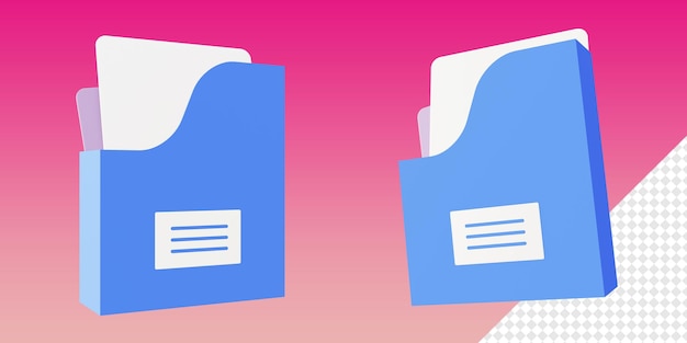 Plantilla de iconos de libros de archivos de documentos comerciales de oficina de procesamiento 3d para diseños de aplicaciones móviles web UI UX