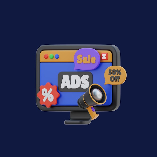 plantilla de íconos PNG de marketing digital en 3D