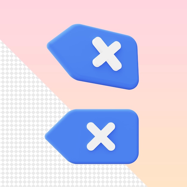 Plantilla de iconos de salida de cierre X simple de renderizado 3d para diseños de redes sociales de aplicaciones móviles web UI UX