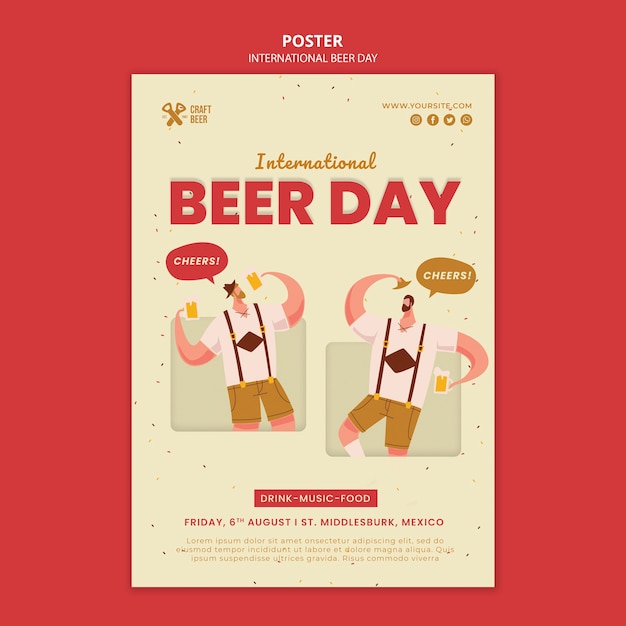 Plantilla de impresión del día internacional de la cerveza