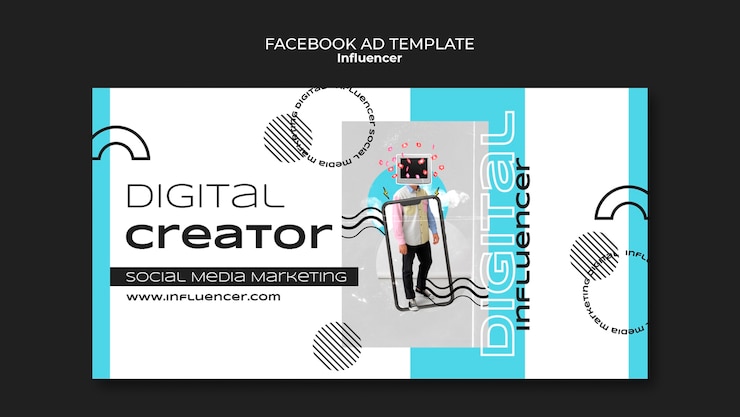PSD plantilla de influencer de diseño plano