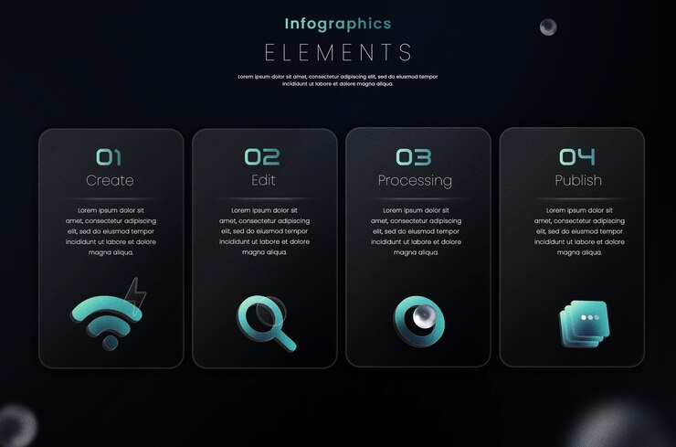 PSD plantilla de infografía con efecto de cristal.