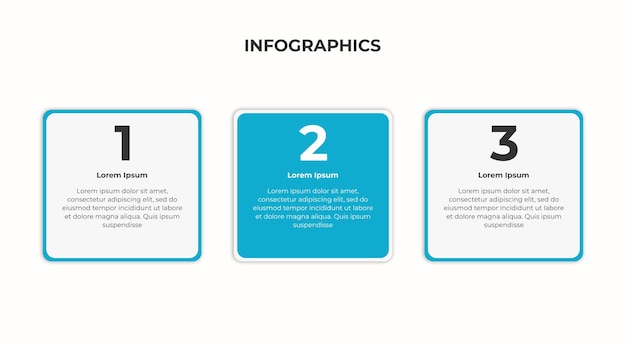 PSD plantilla de infografía moderna con diseño de tres pasos.